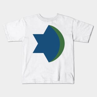 Combination of Star of David with Crescent religious symbols in flat design icon Kids T-Shirt